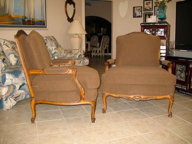 chair refinished and reupholstered